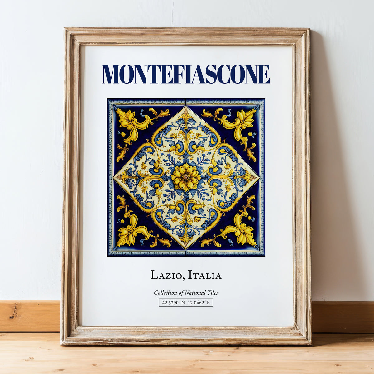 Montefiascone, Italy – Travel Wall Art, in wooden frame leaning on the floor