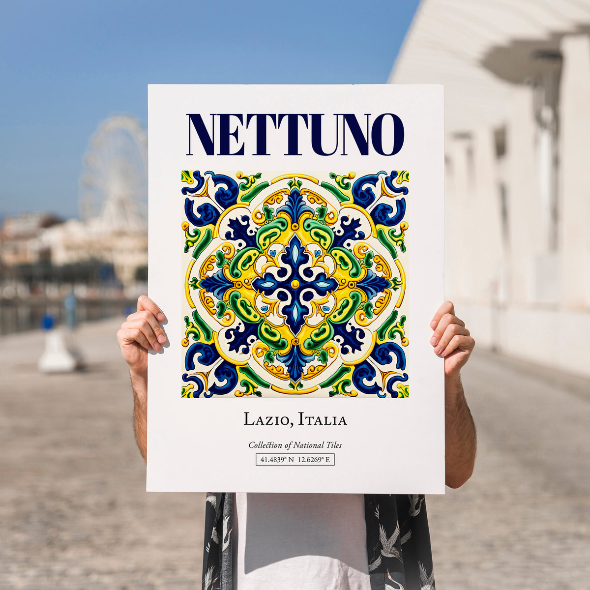 Nettuno, Italy – World Heritage Travel Poster, no-text version framed in wood
