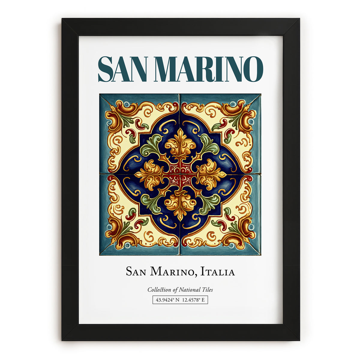 San Marino, Italy – Country Culture Poster, in sleek black frame