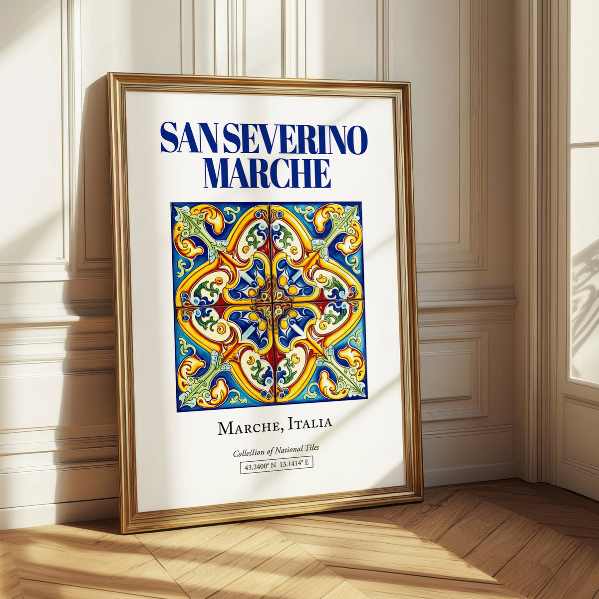 San Severino Marche, Italy – Illustrated Travel Poster, styled in a charming Paris street view