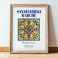 San Severino Marche, Italy – Illustrated Travel Poster, in wooden frame leaning on the floor