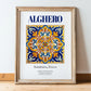 Alghero, Italy – Travel Poster, in wooden frame leaning on the floor