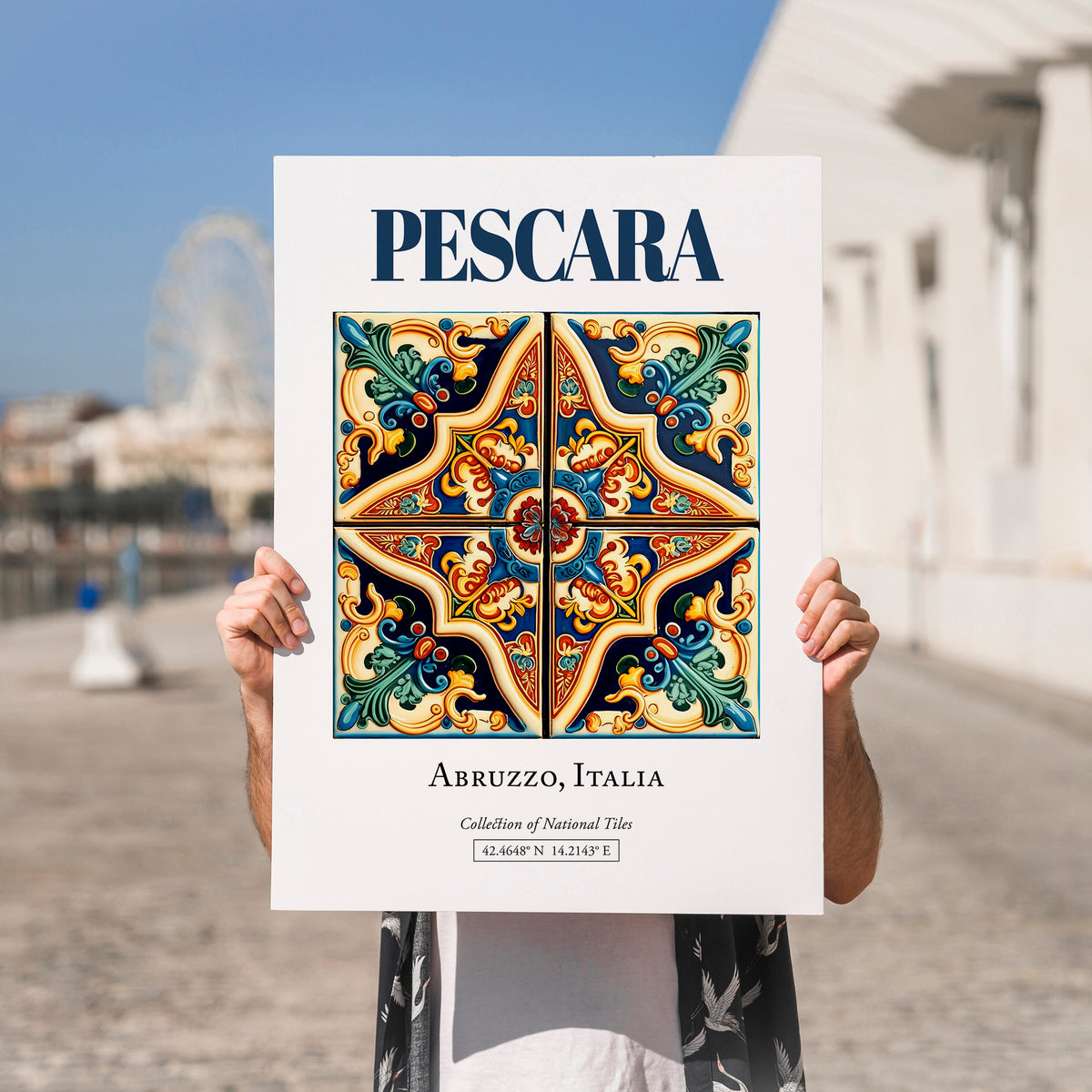 Pescara, Italy – Travel Print, no-text version framed in wood