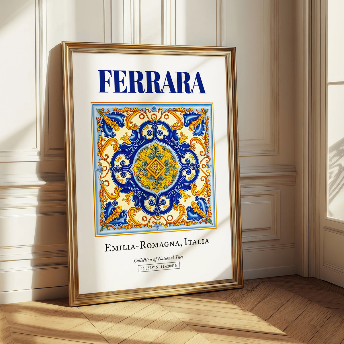 Ferrara, Italy – World Heritage Travel Poster, styled in a charming Paris street view