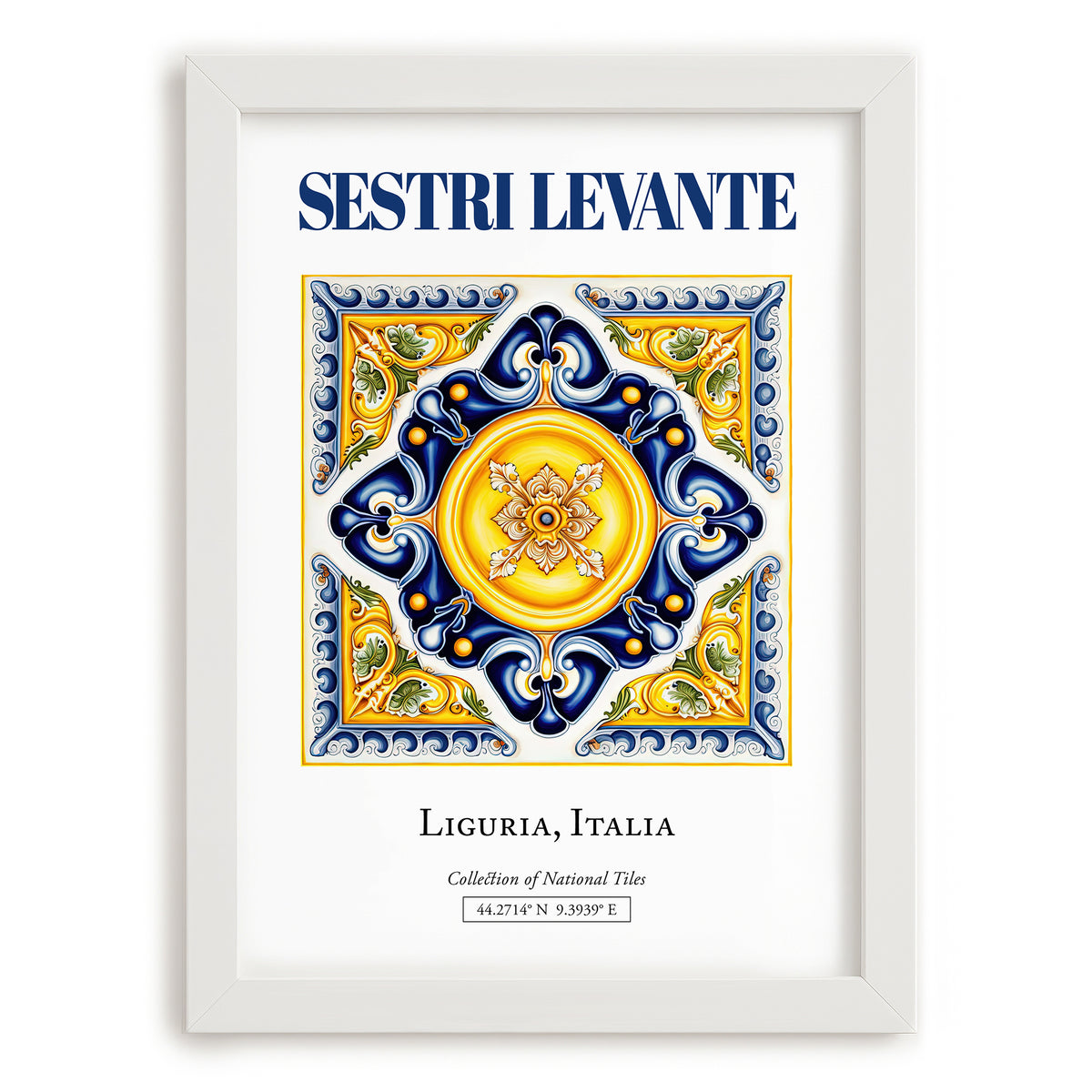 Sestri Levante, Italy – Travel Wall Decor, placed in minimal white frame