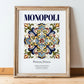 Monopoli, Italy – Travel Poster, in wooden frame leaning on the floor