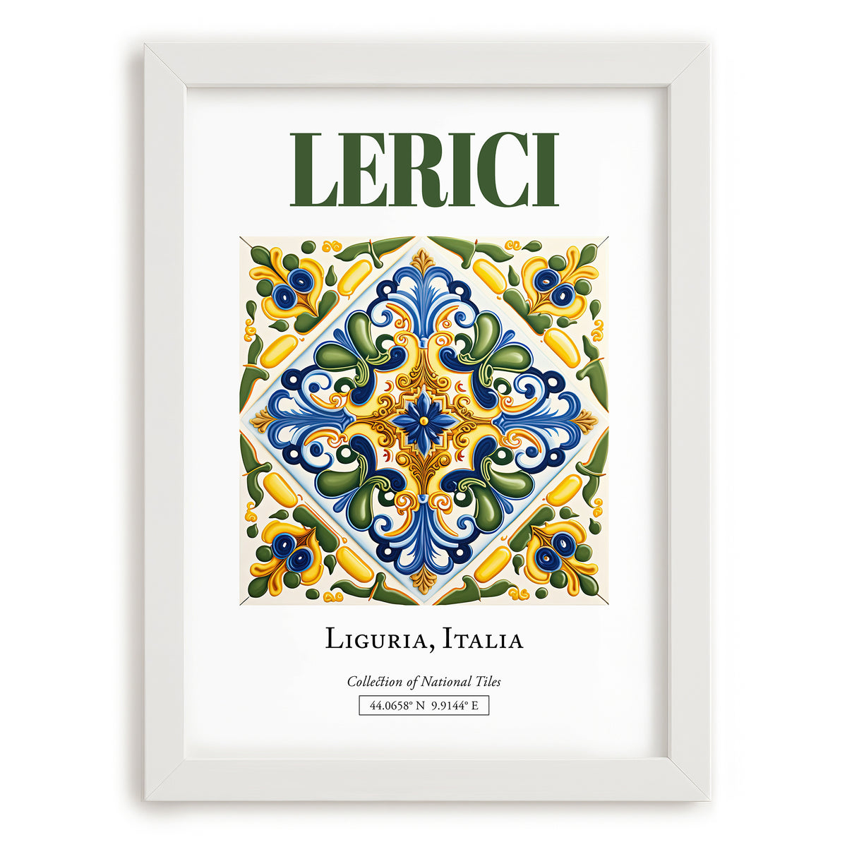 Lerici, Italy – Vintage Travel Poster, placed in minimal white frame