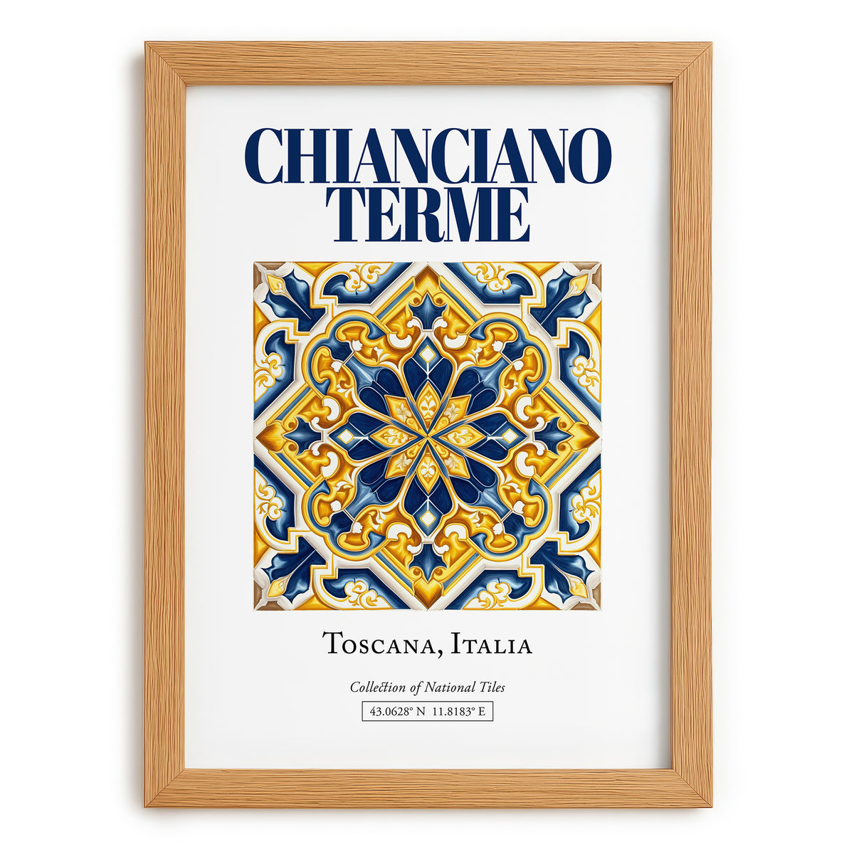 Chianciano Terme, Italy – Architectural Travel Art, set in oak frame