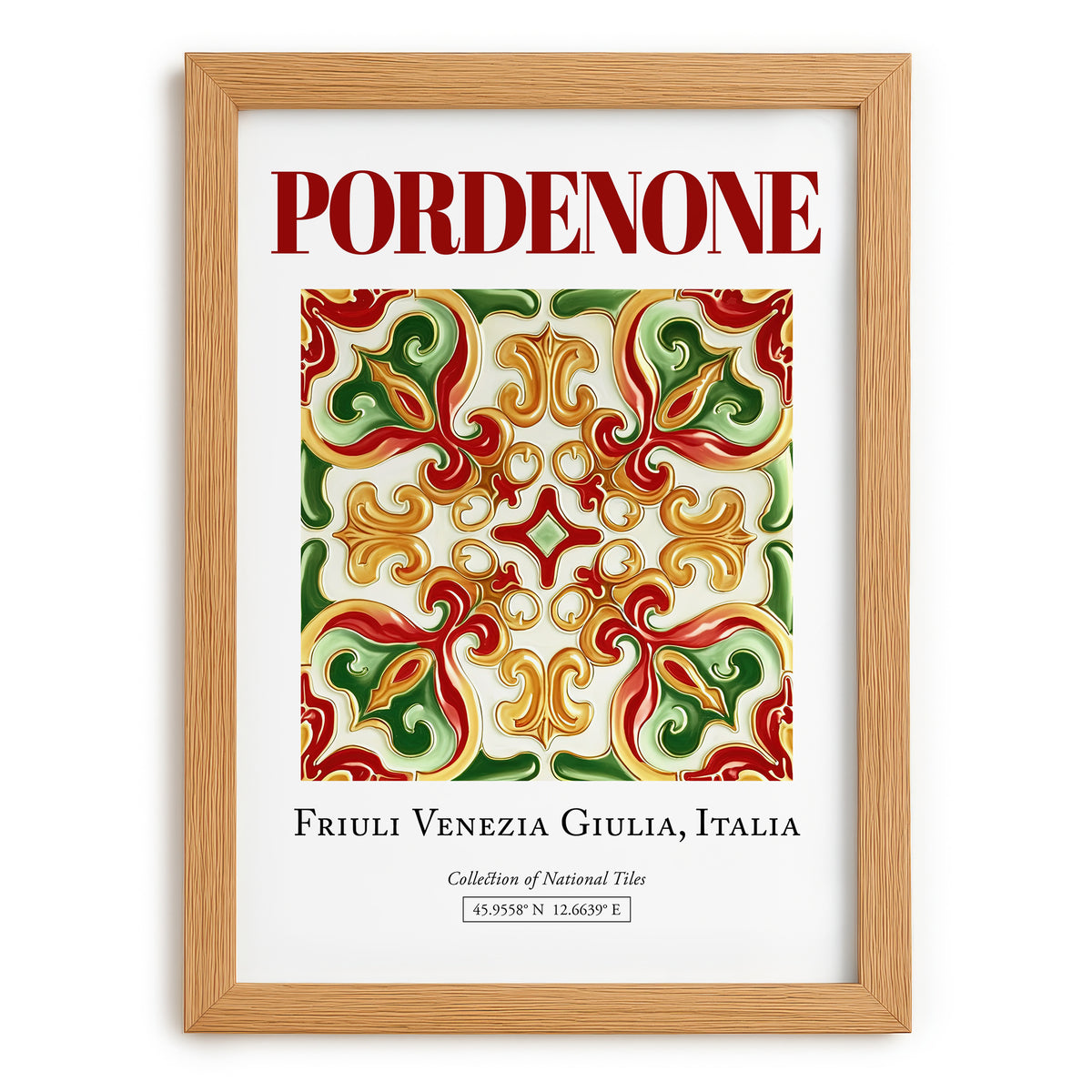 Pordenone, Italy – Historic Cities Art Print, set in oak frame