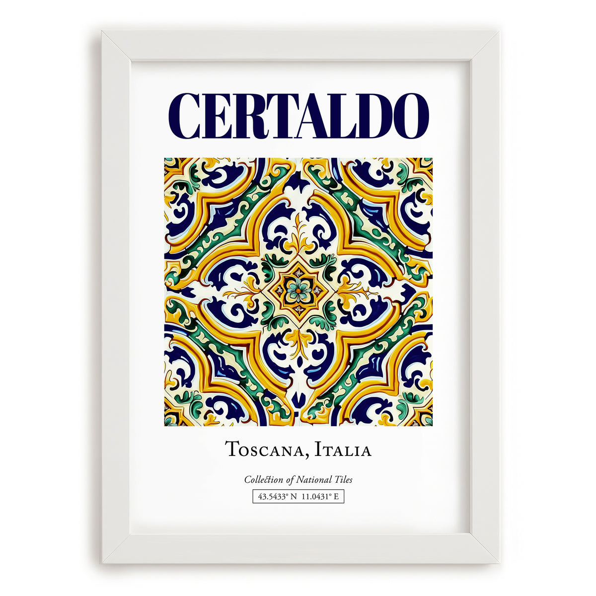 Certaldo, Italy – Travel Print, placed in minimal white frame