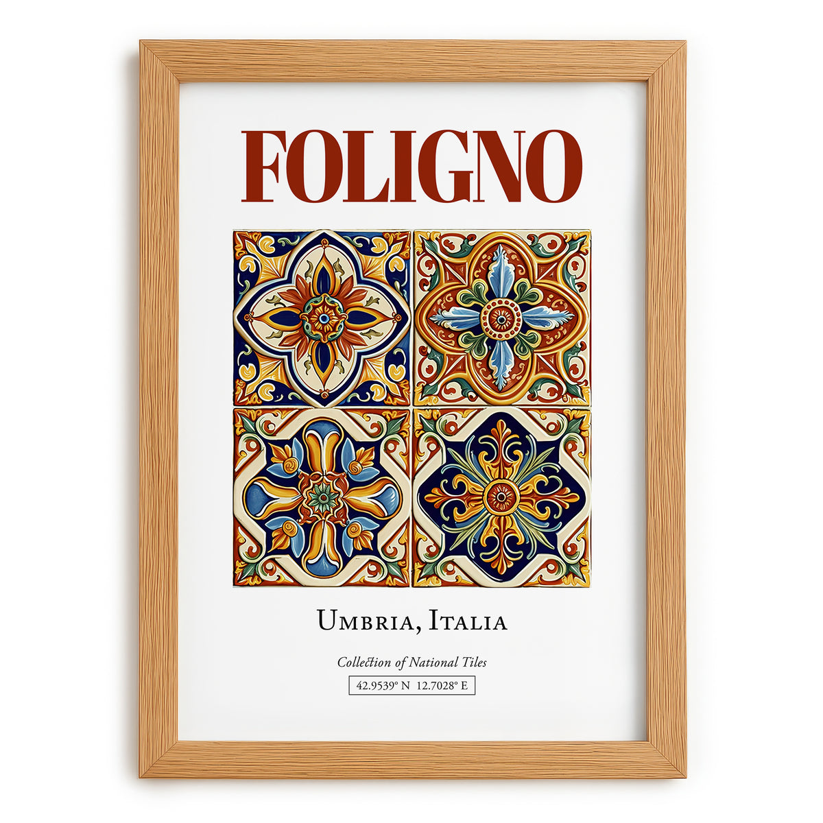 Foligno, Italy – Vintage Travel Poster, set in oak frame