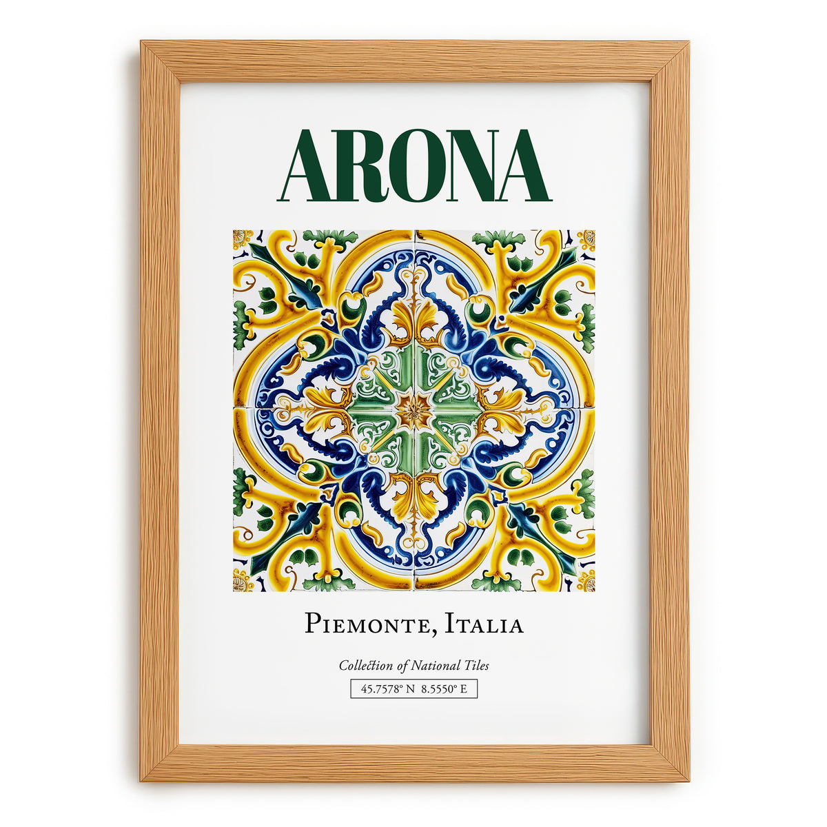 Arona, Italy – Travel Print, set in oak frame