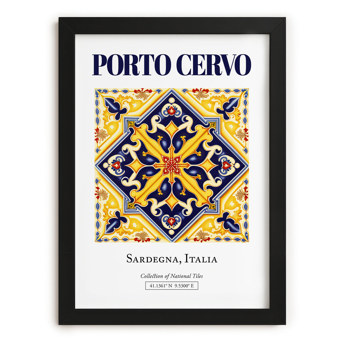 Porto Cervo, Italy – Travel Print, in sleek black frame