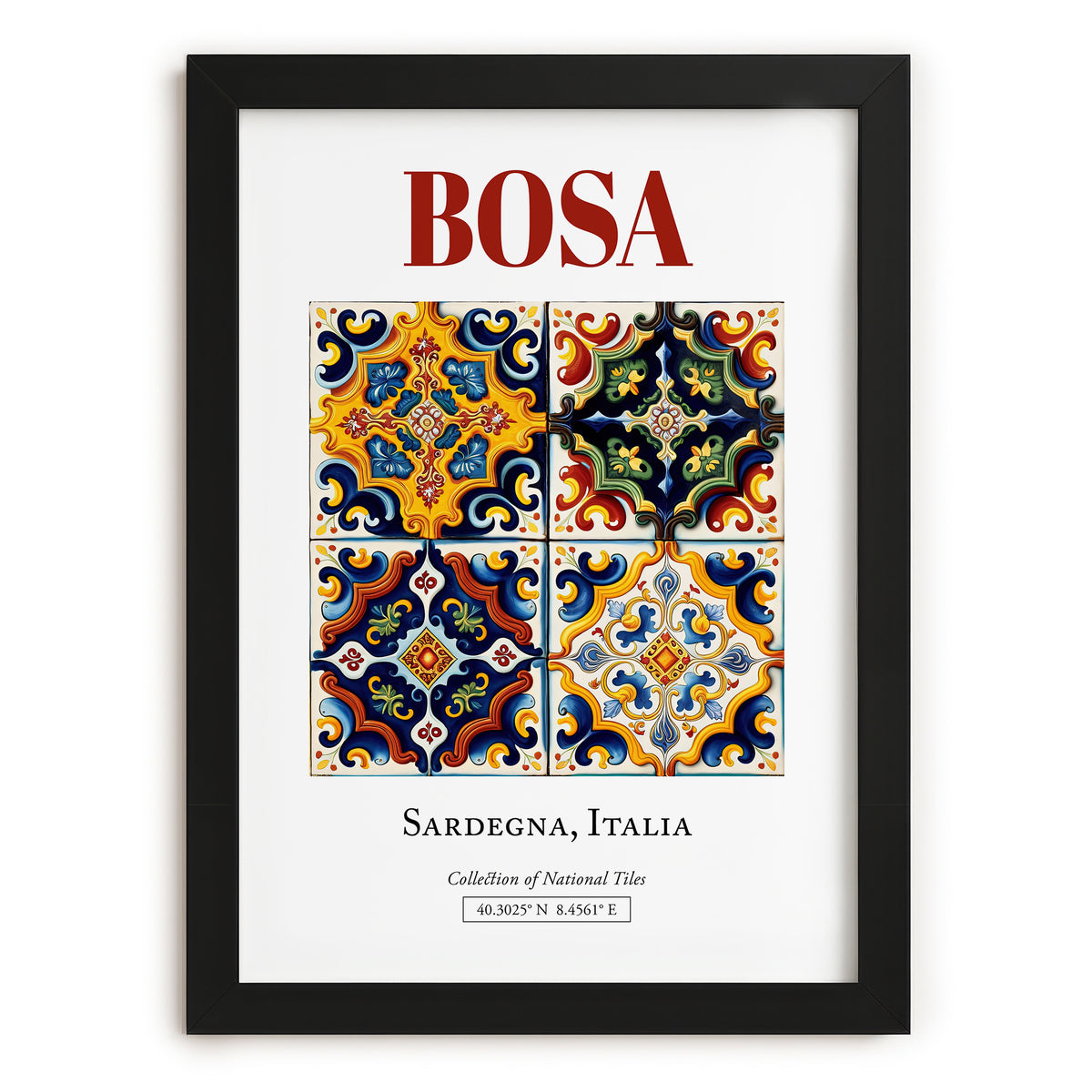 Bosa, Italy – Travel Wall Art, in sleek black frame