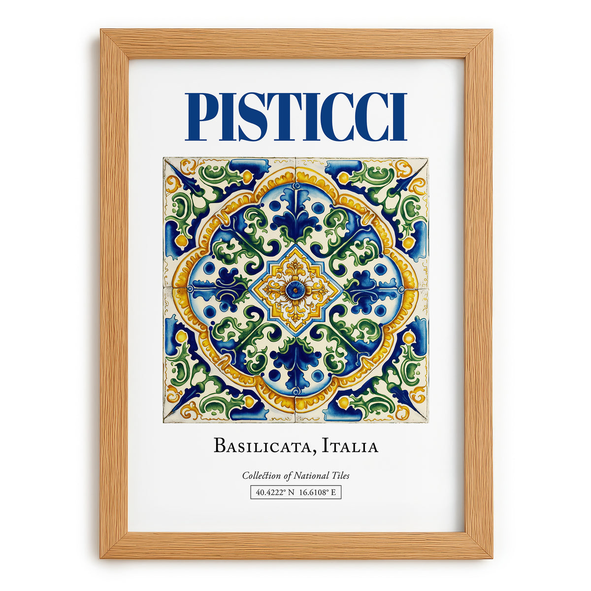 Pisticci, Italy – Global Cities Wall Print, set in oak frame