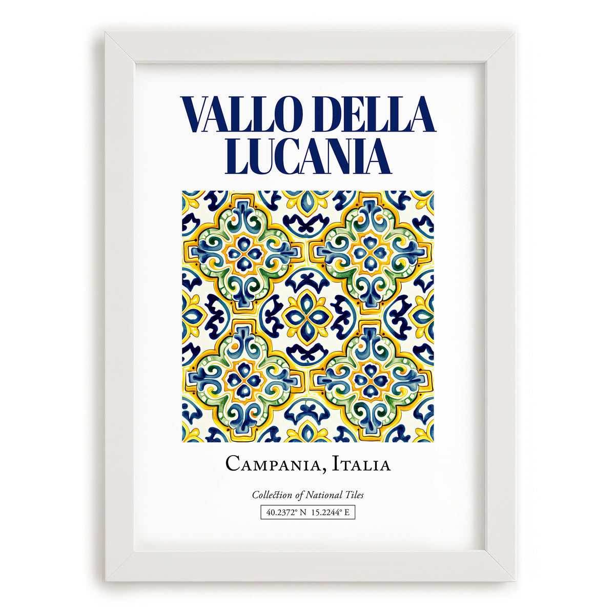 Vallo della Lucania, Italy – Travel Poster, placed in minimal white frame