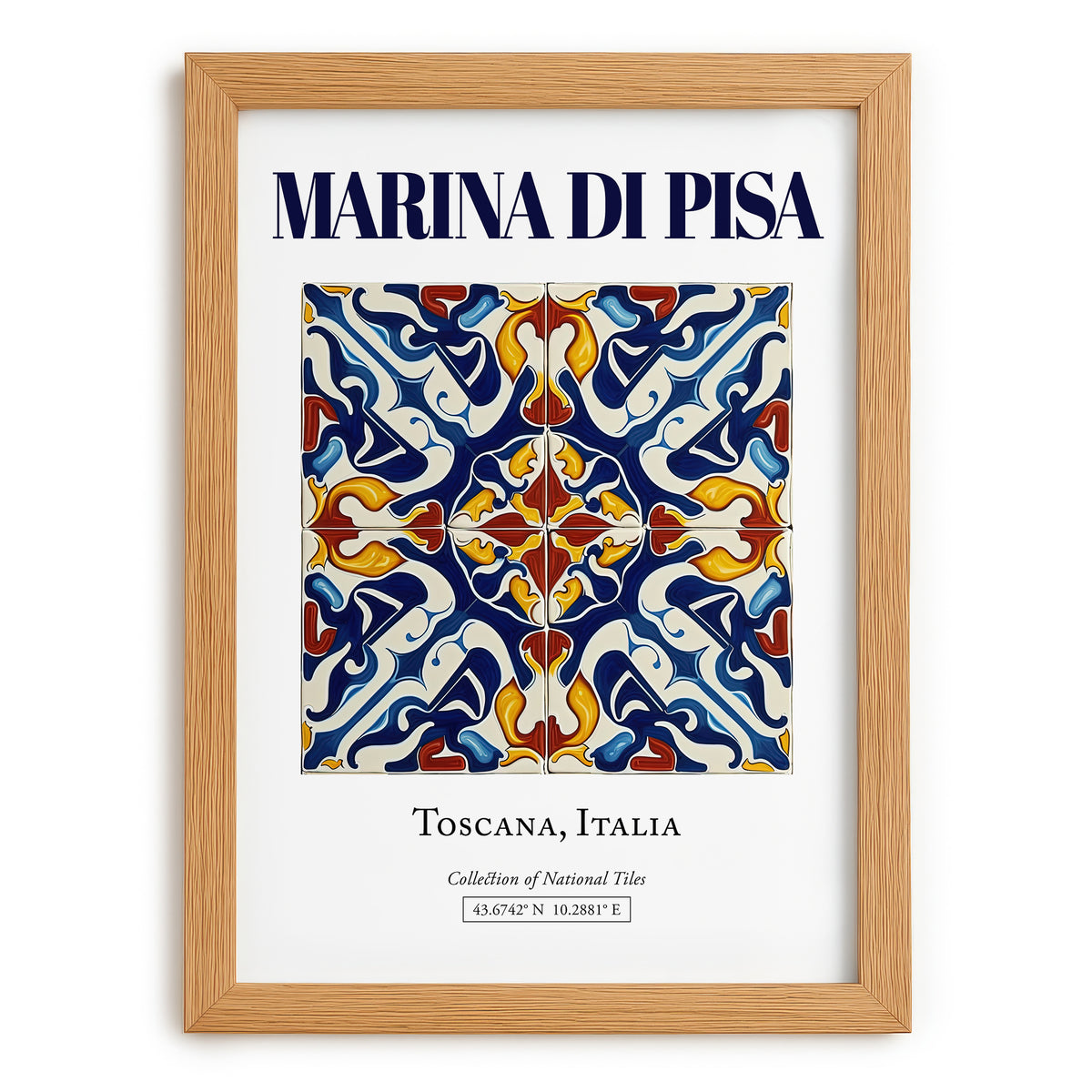 Marina di Pisa, Italy – Tourist Destination Poster, set in oak frame