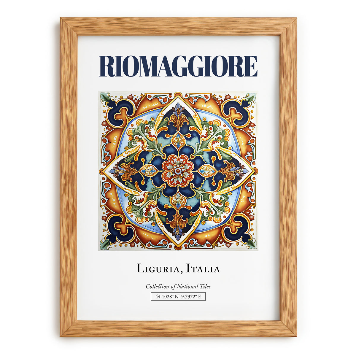 Riomaggiore, Italy – Travel Poster, set in oak frame