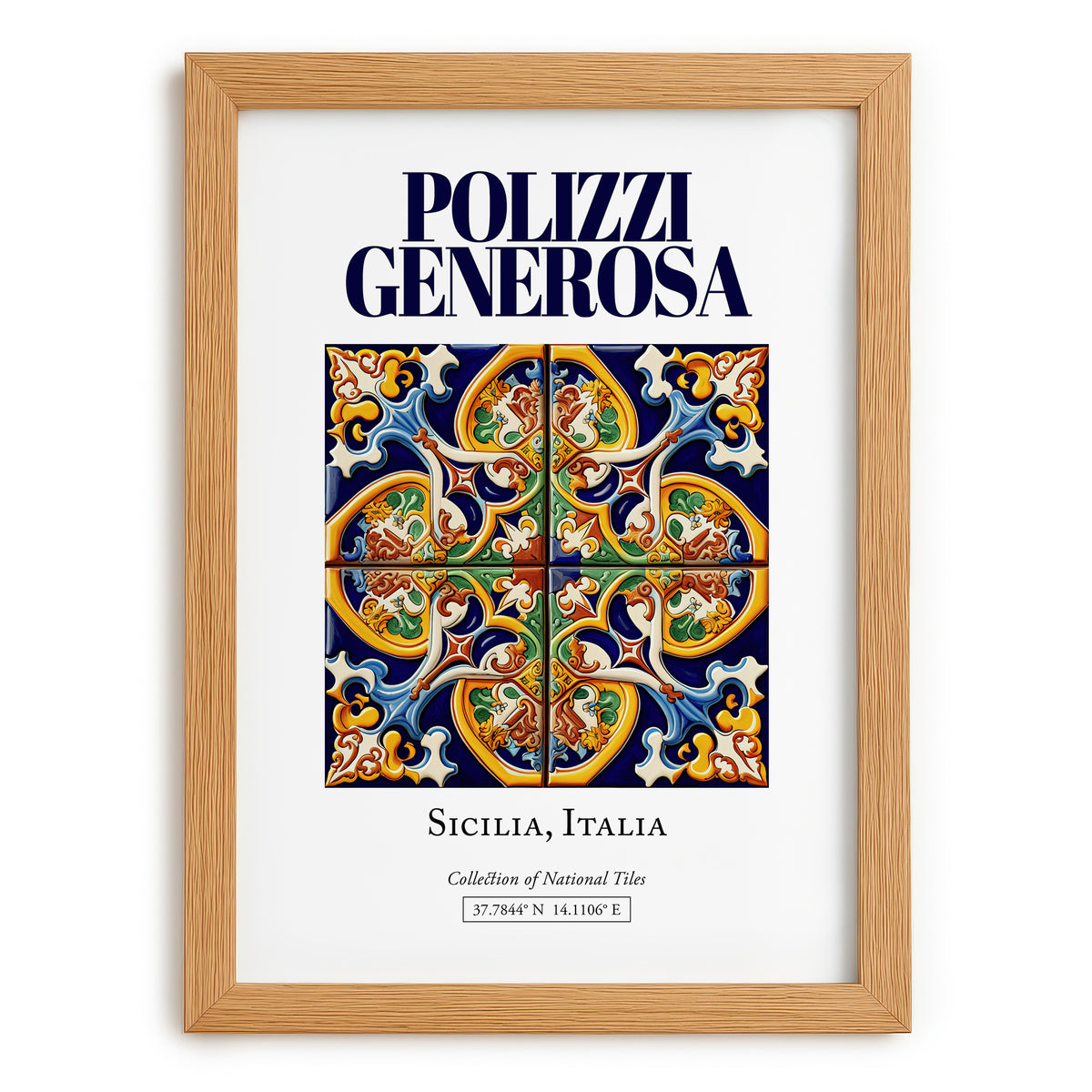 Polizzi Generosa, Italy – Travel Poster, set in oak frame