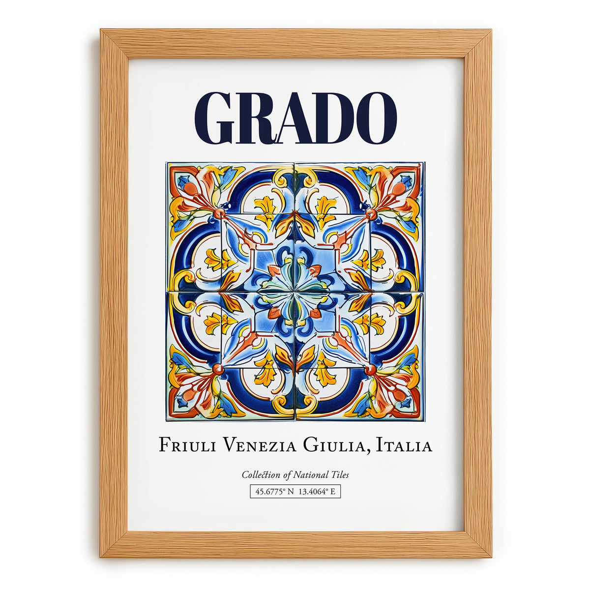 Grado, Italy – Travel Poster, set in oak frame