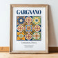 Gargnano, Italy – Travel Poster, in wooden frame leaning on the floor