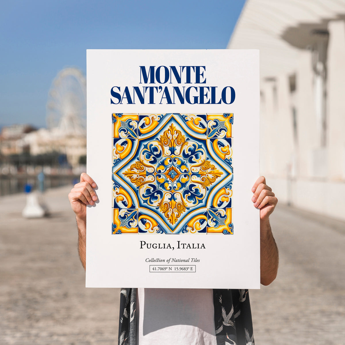 Monte Sant'Angelo, Italy – Travel Poster, no-text version framed in wood