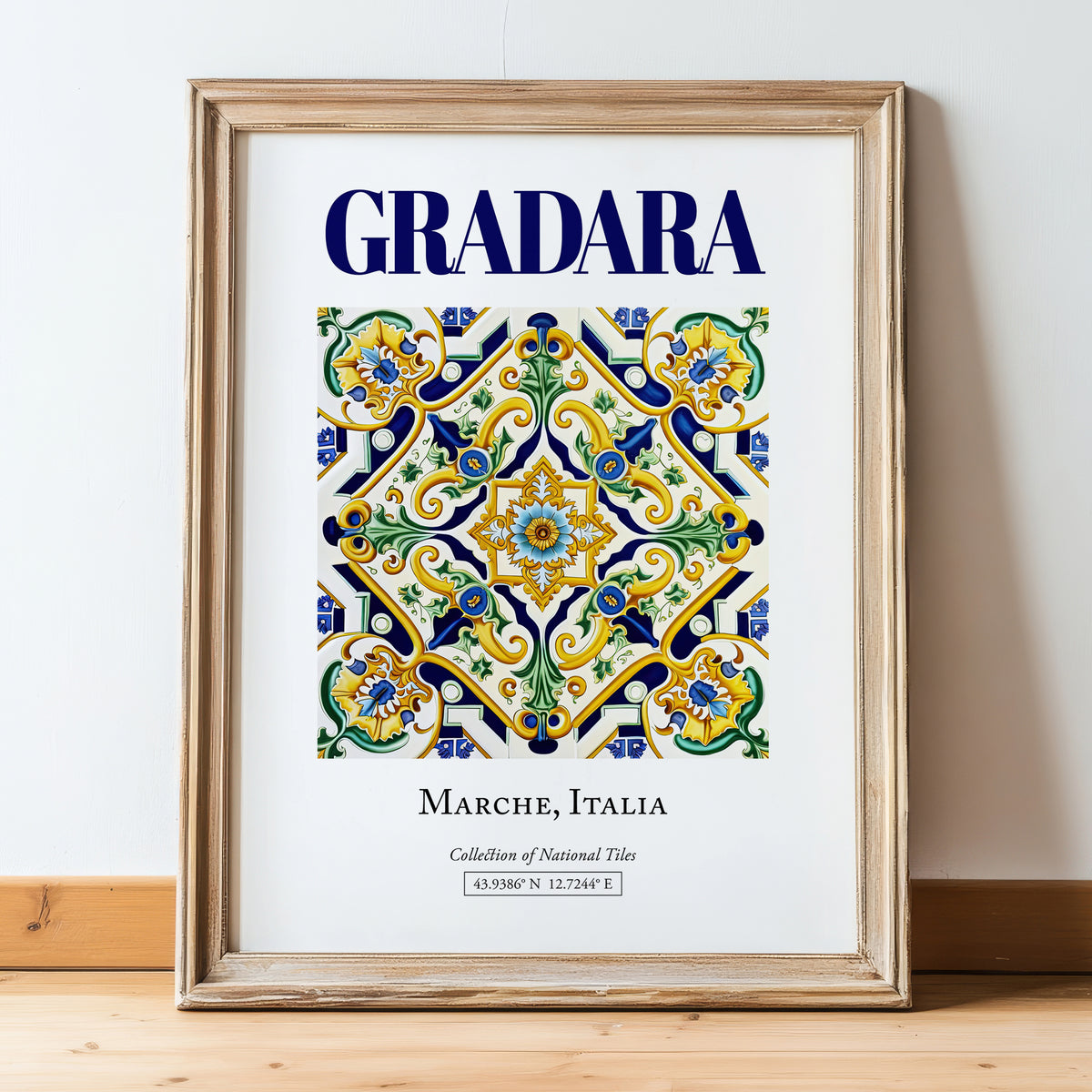 Gradara, Italy – Travel Print, in wooden frame leaning on the floor