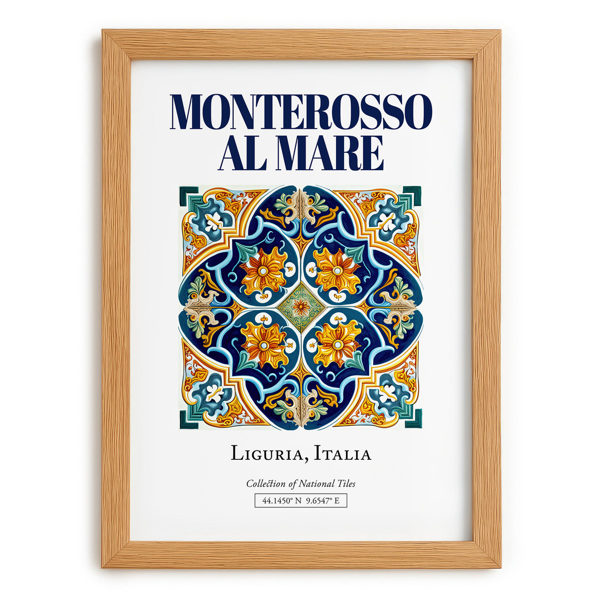 Monterosso al Mare, Italy – Travel Poster, set in oak frame