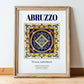 Abruzzo, Italy – Travel Destination Art, in wooden frame leaning on the floor