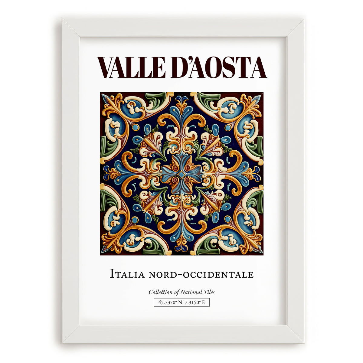Valle d'Aosta, Italy – Travel Poster, placed in minimal white frame