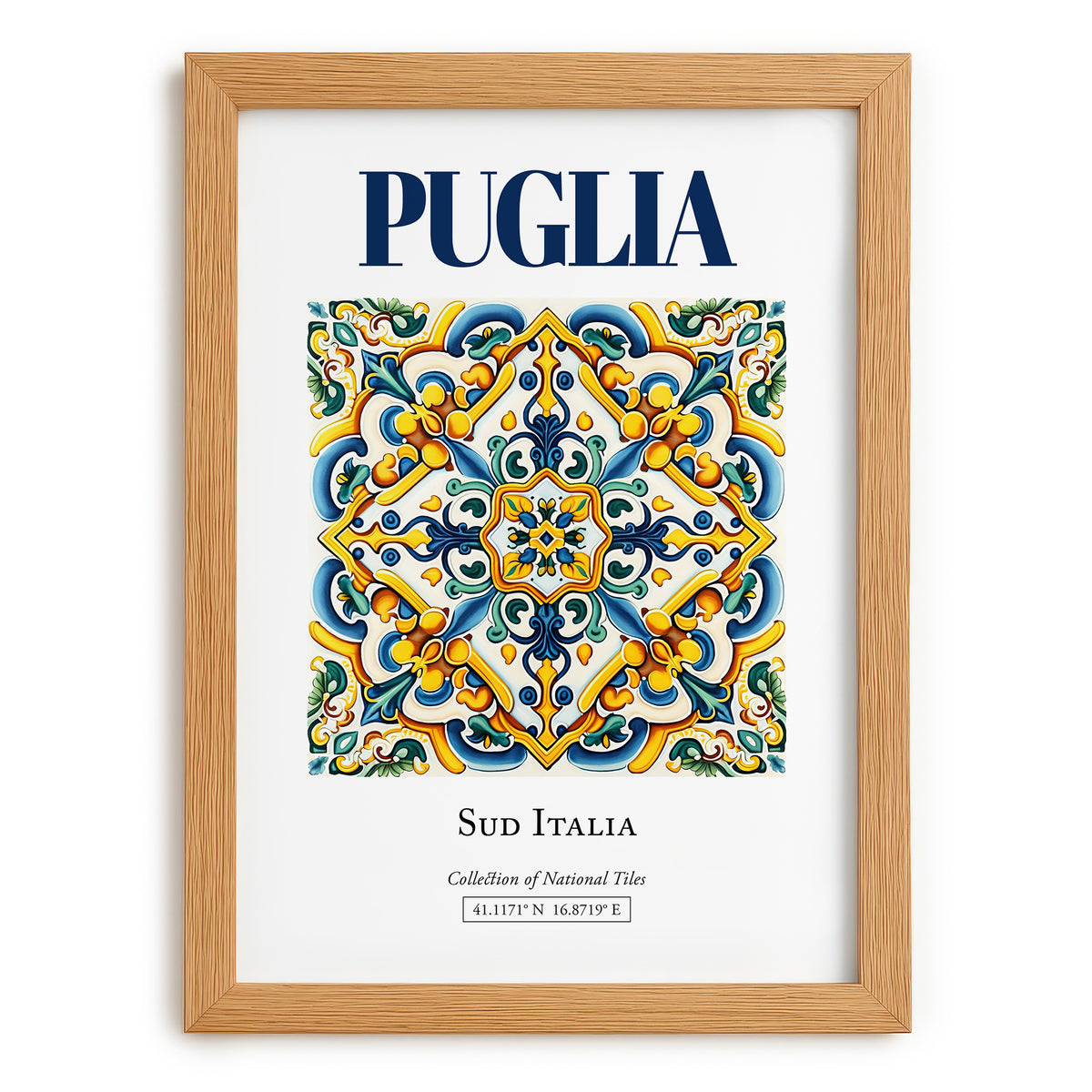 Puglia (Apulia), Italy – Travel Poster, set in oak frame