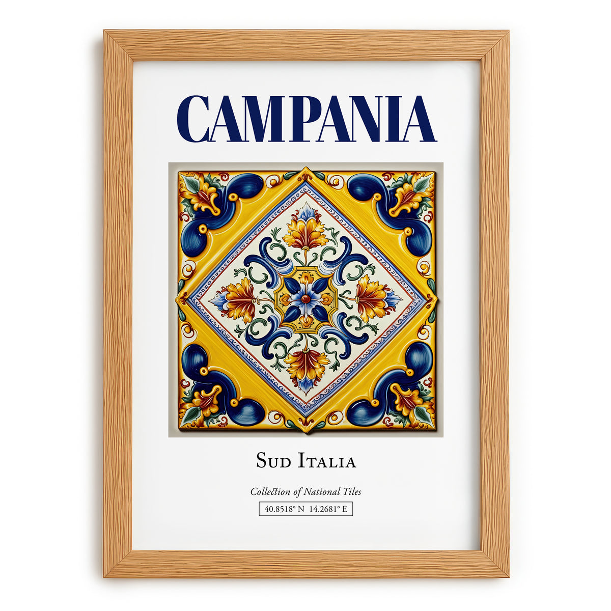 Campania, Italy – Global Cities Wall Print, set in oak frame