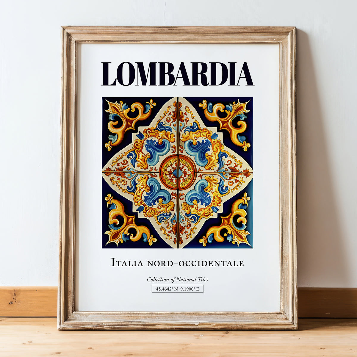 Lombardia (Lombardy), Italy – Travel Wall Art, in wooden frame leaning on the floor