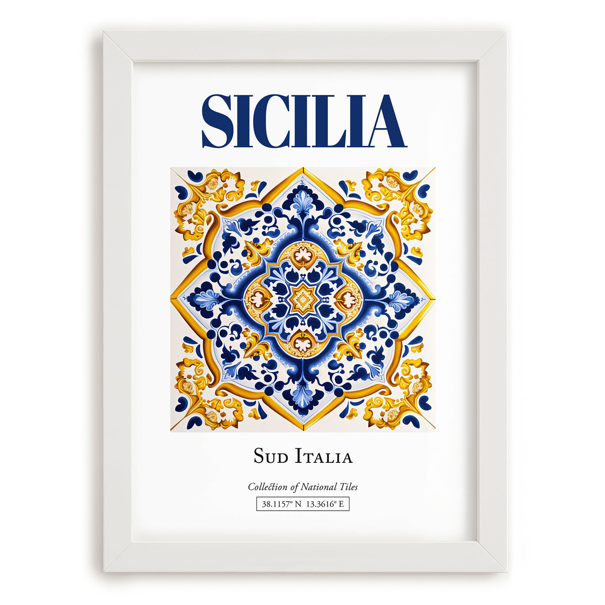 Sicilia (Sicily), Italy – Travel Wall Art, placed in minimal white frame