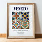 Veneto, Italy – Travel Poster, in wooden frame leaning on the floor