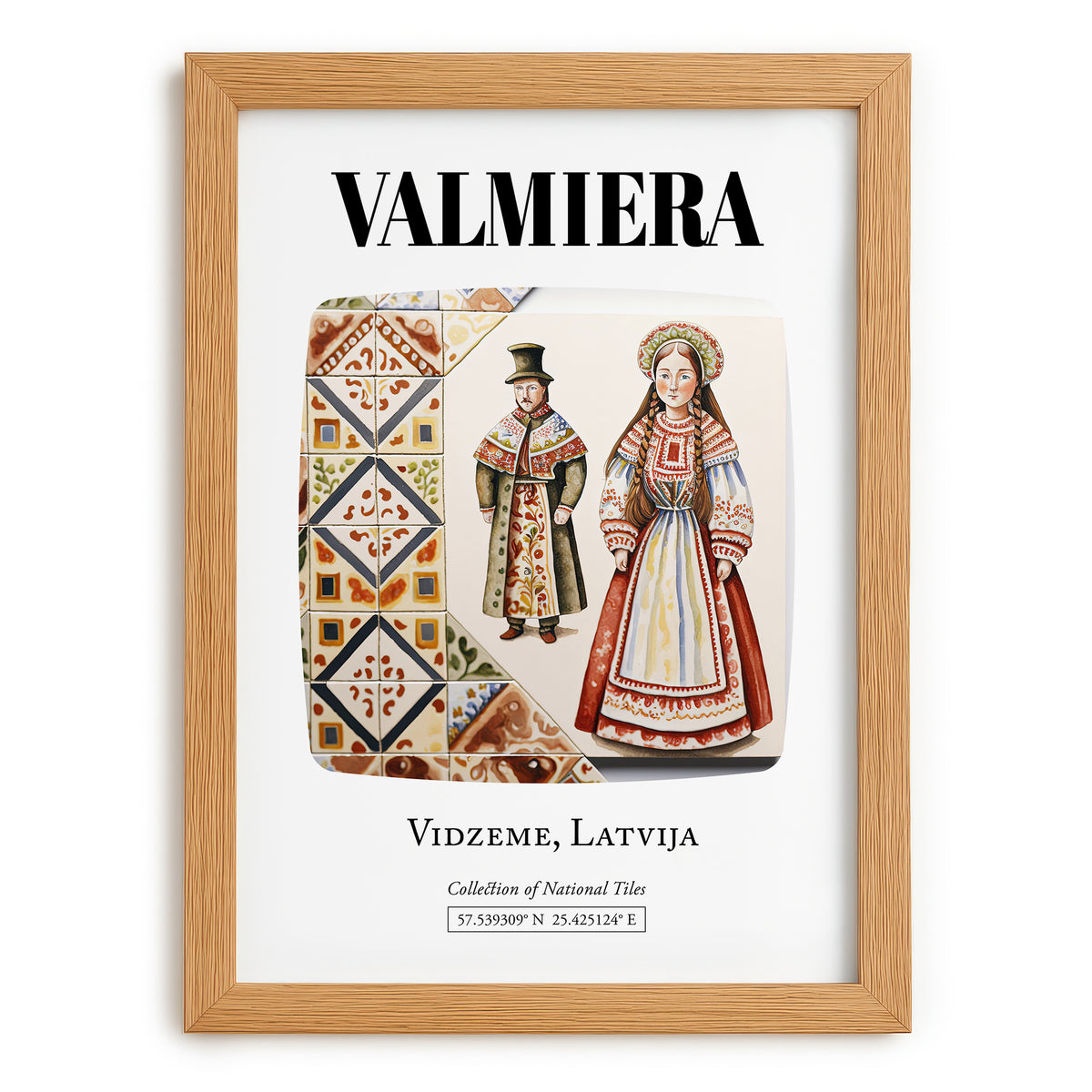 Valmiera, Latvia – Global Cities Wall Print, set in oak frame