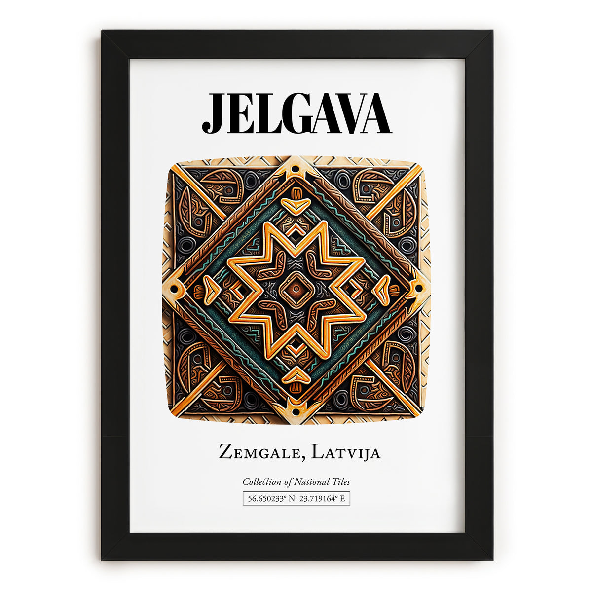 Jelgava, Latvia – Travel Wall Decor, in sleek black frame