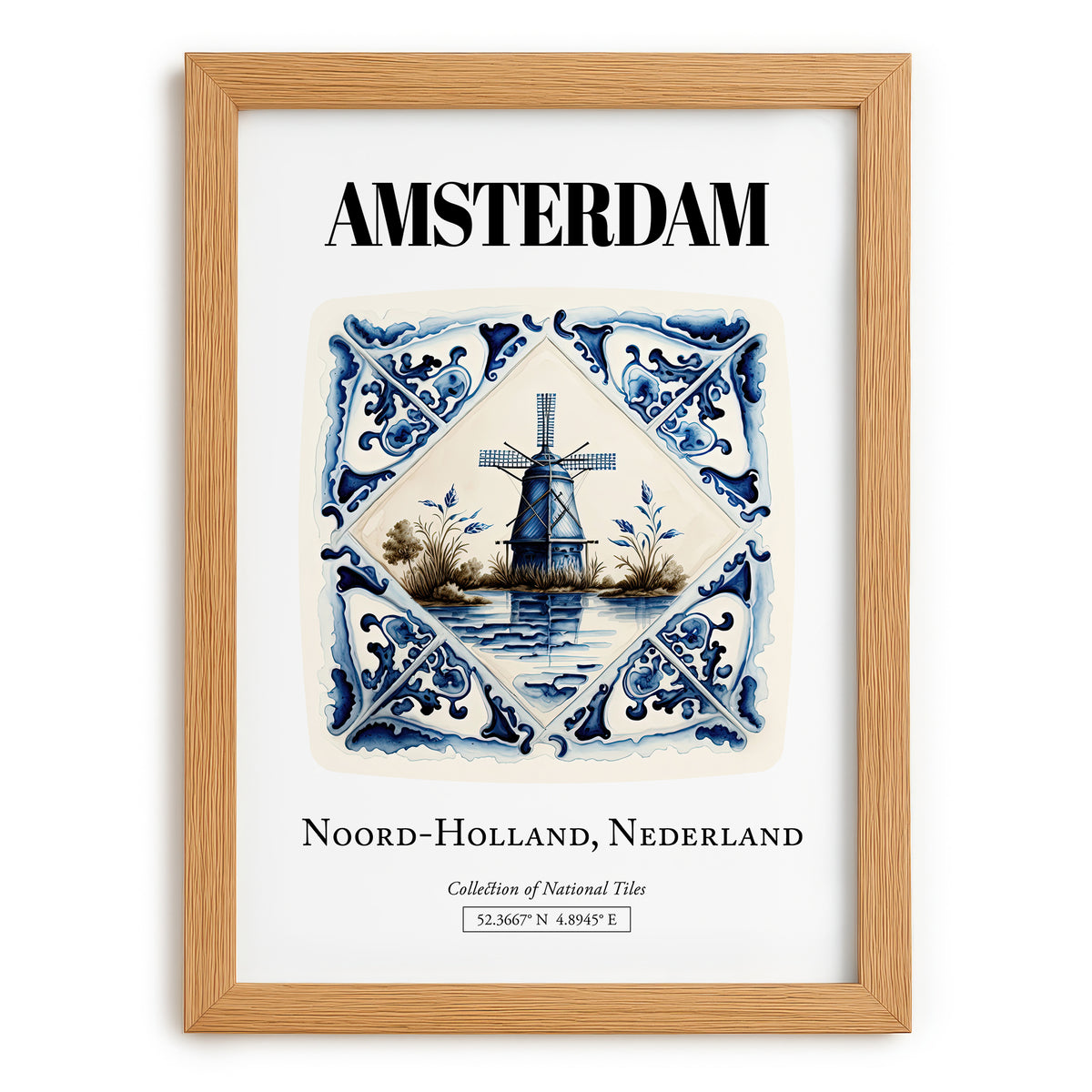 Amsterdam, Netherlands – Travel Wall Decor, set in oak frame