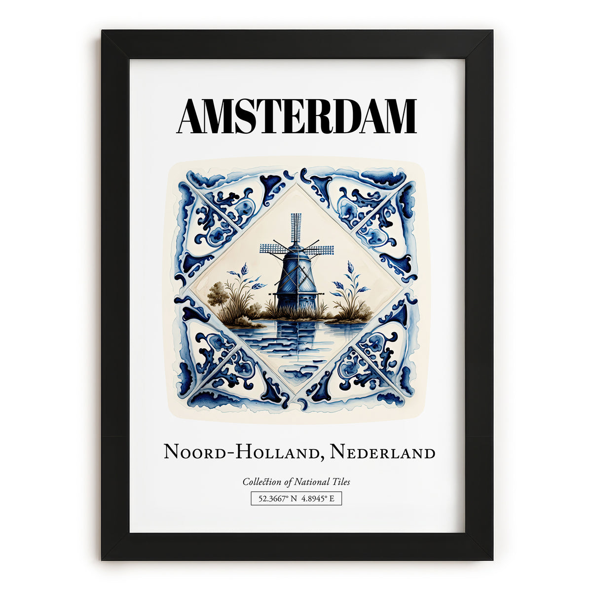 Amsterdam, Netherlands – Travel Wall Decor, in sleek black frame