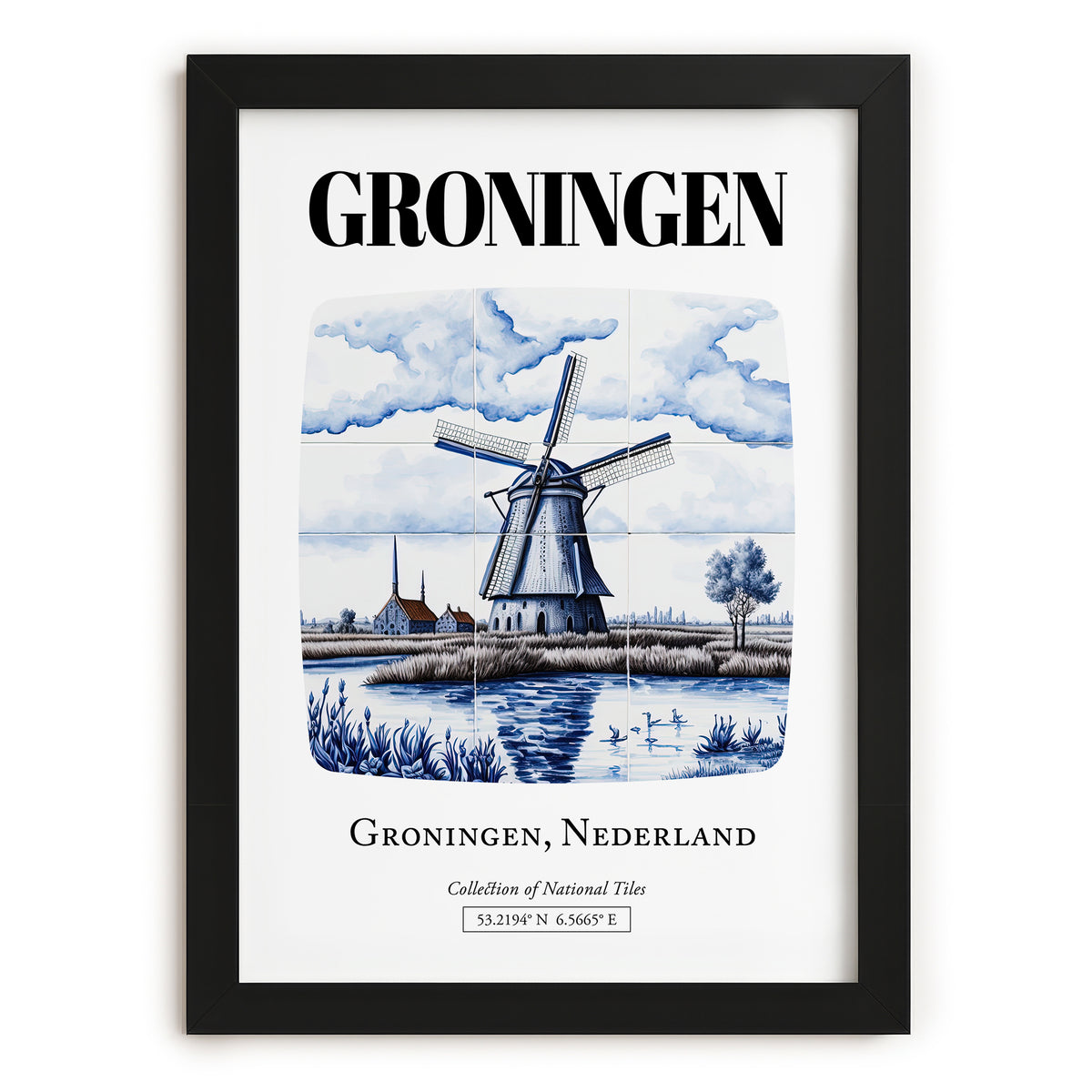 Groningen, Netherlands – Travel Poster, in sleek black frame