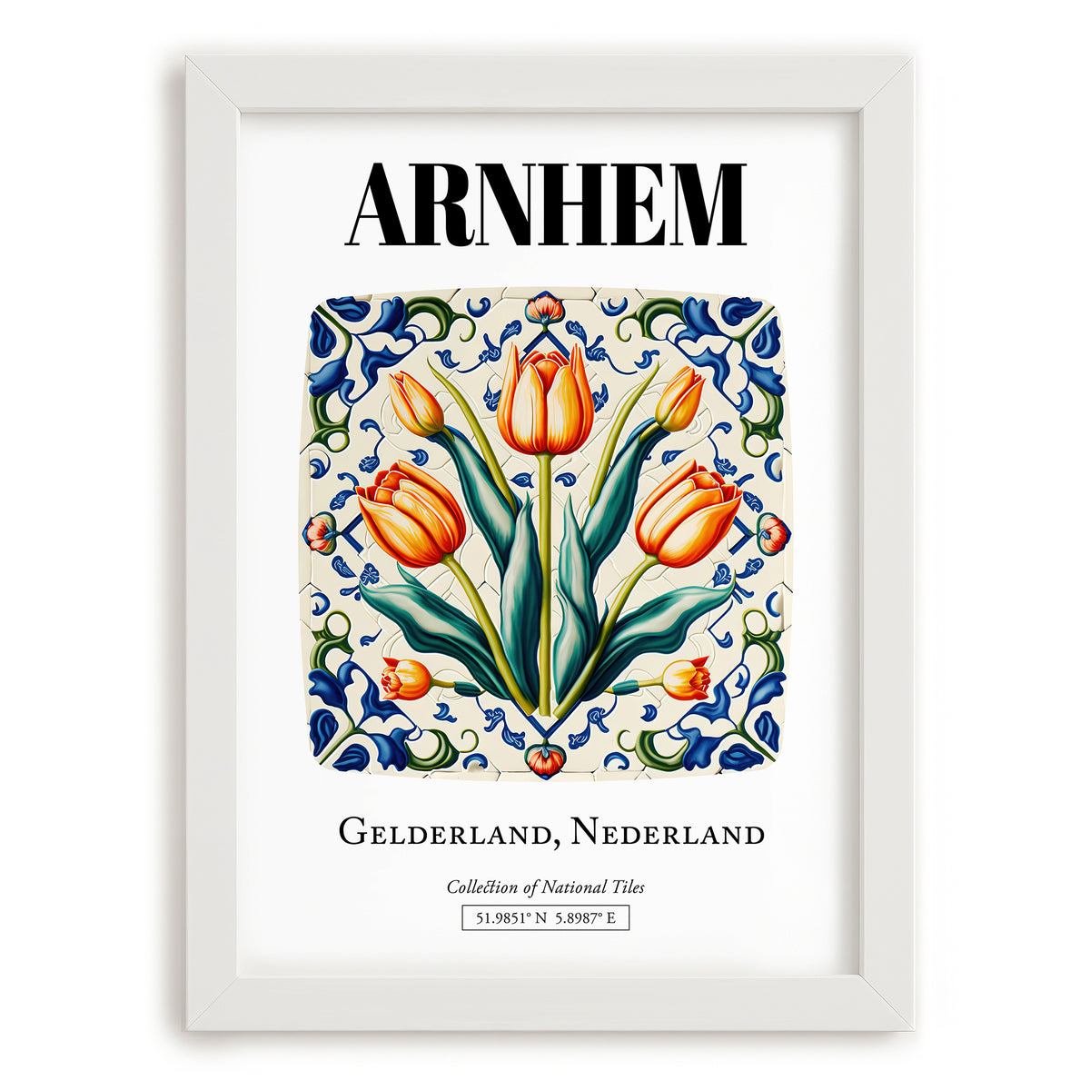 Arnhem, Netherlands – Travel Print, placed in minimal white frame