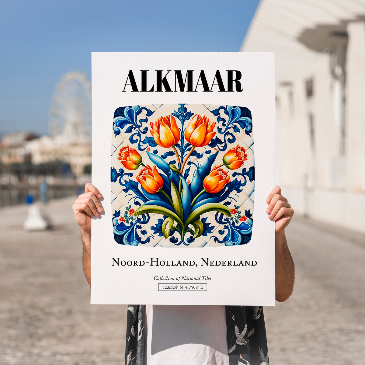 Alkmaar, Netherlands – Travel Destination Art, no-text version framed in wood