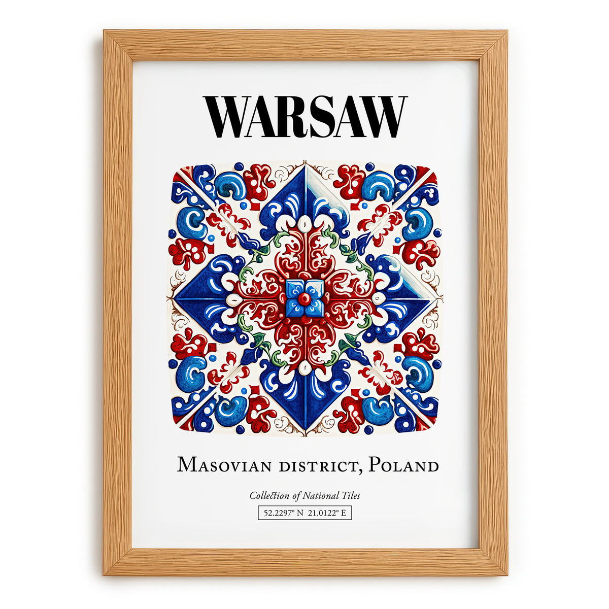 Warsaw, Poland – World Travel Art, set in oak frame