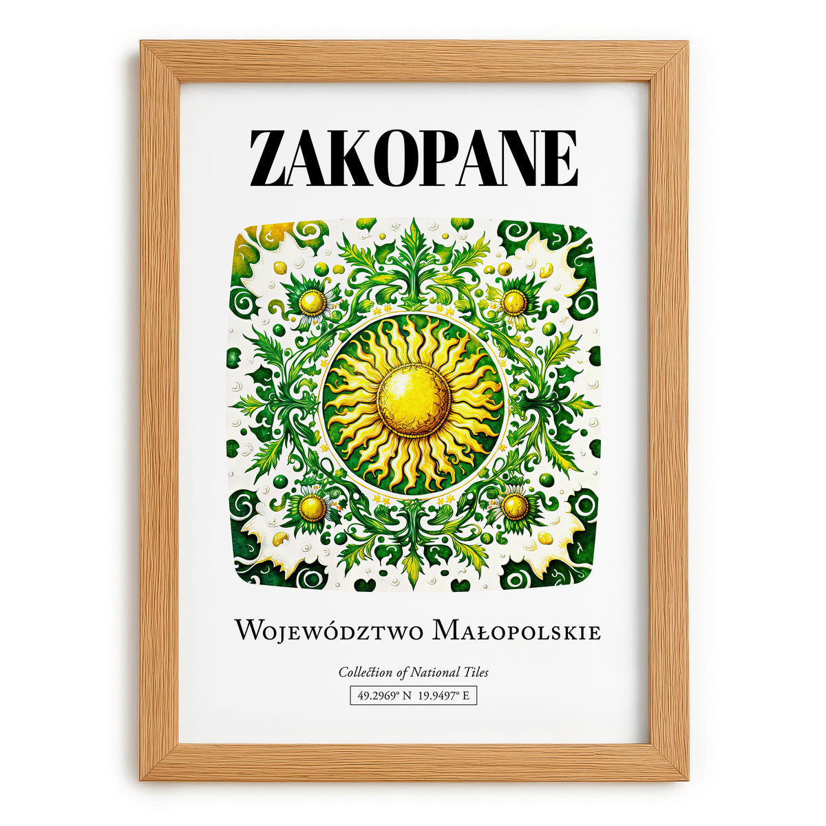 Zakopane, Poland – Illustrated Travel Poster, set in oak frame