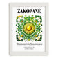 Zakopane, Poland – Illustrated Travel Poster, placed in minimal white frame