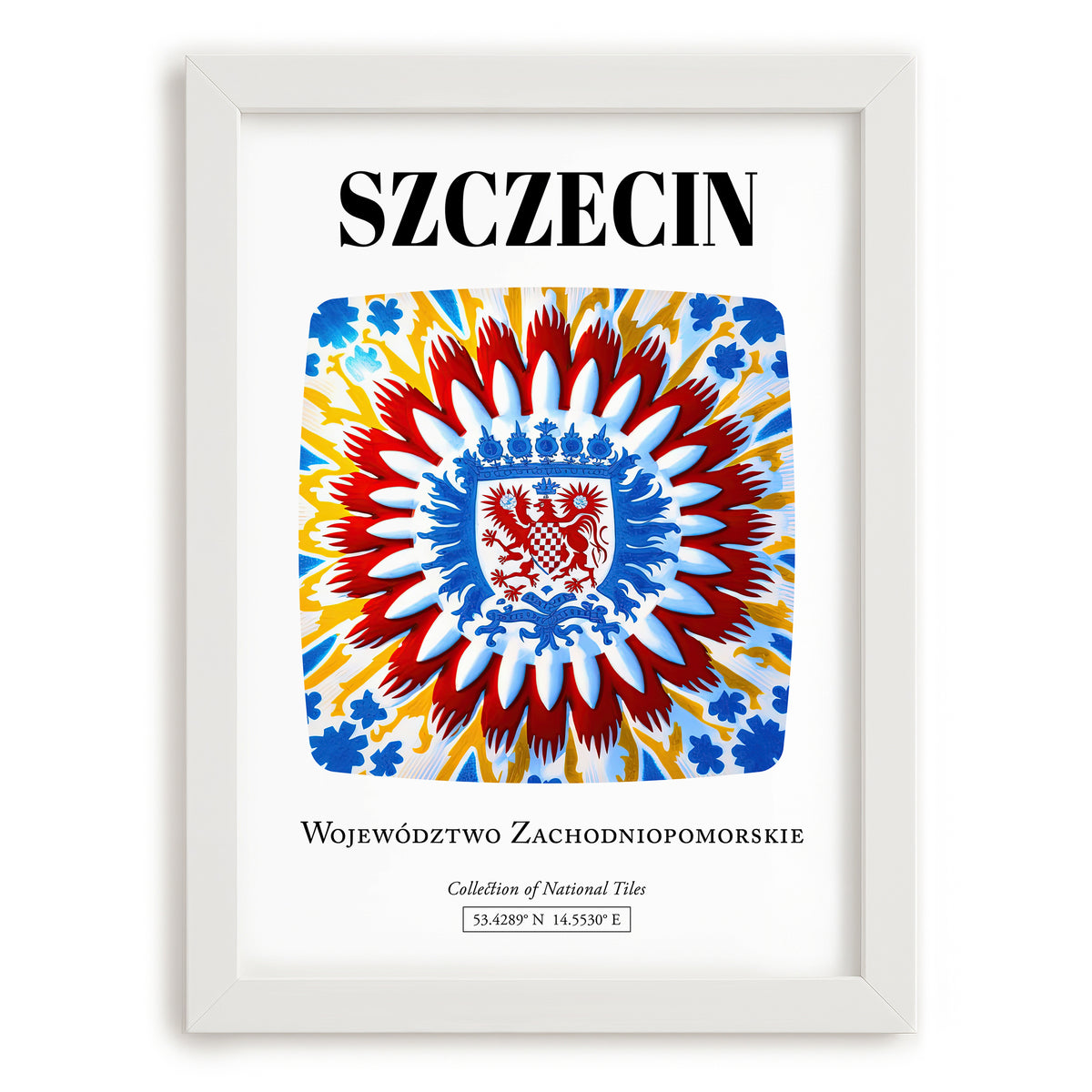 Szczecin, Poland – Travel Wall Art, placed in minimal white frame