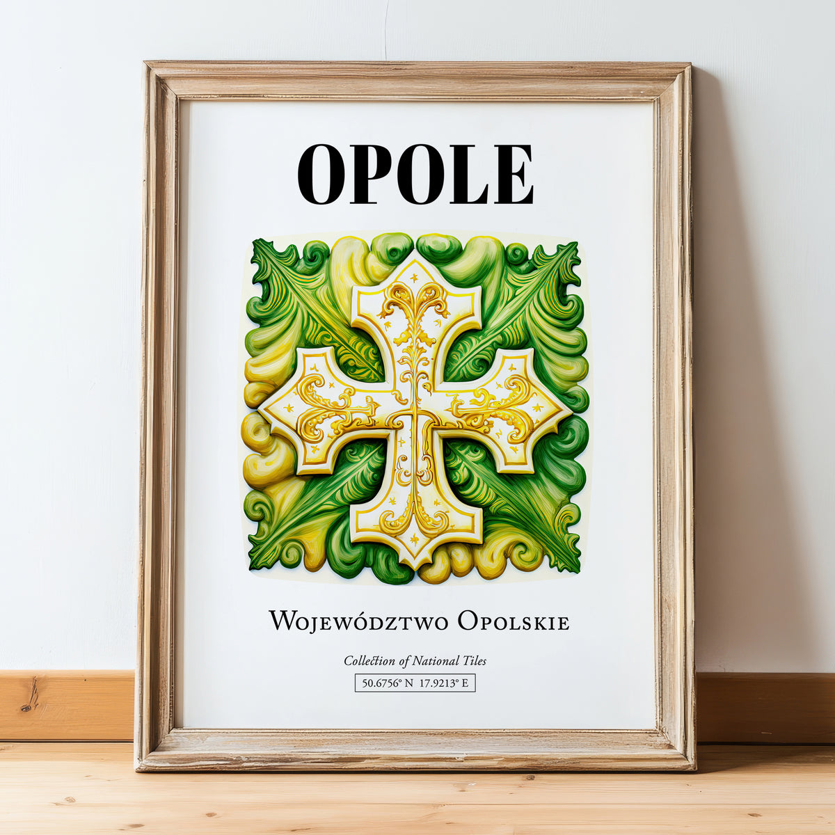 Opole, Poland – Global Wall Art, in wooden frame leaning on the floor