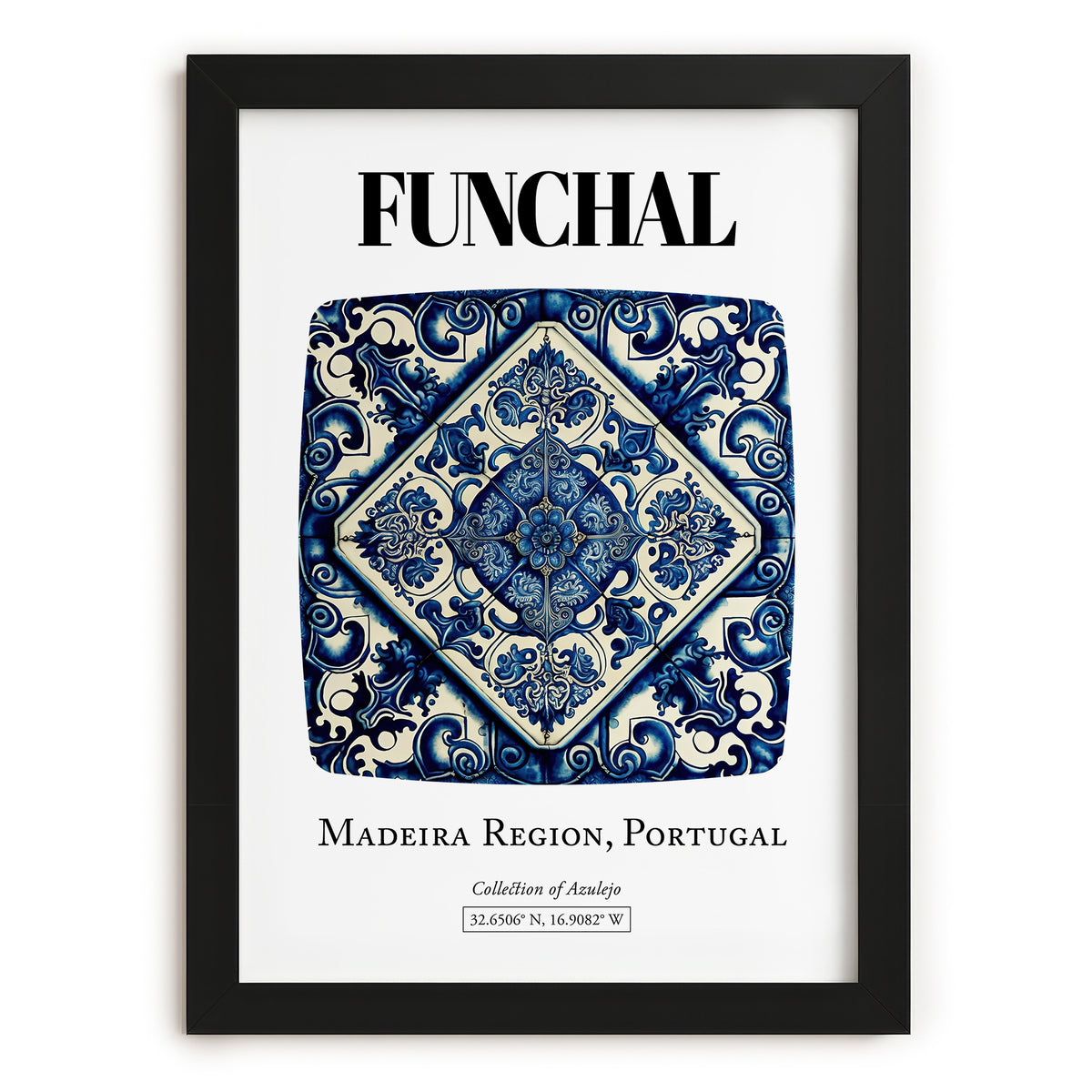 Funchal, Portugal – Travel Print, in sleek black frame