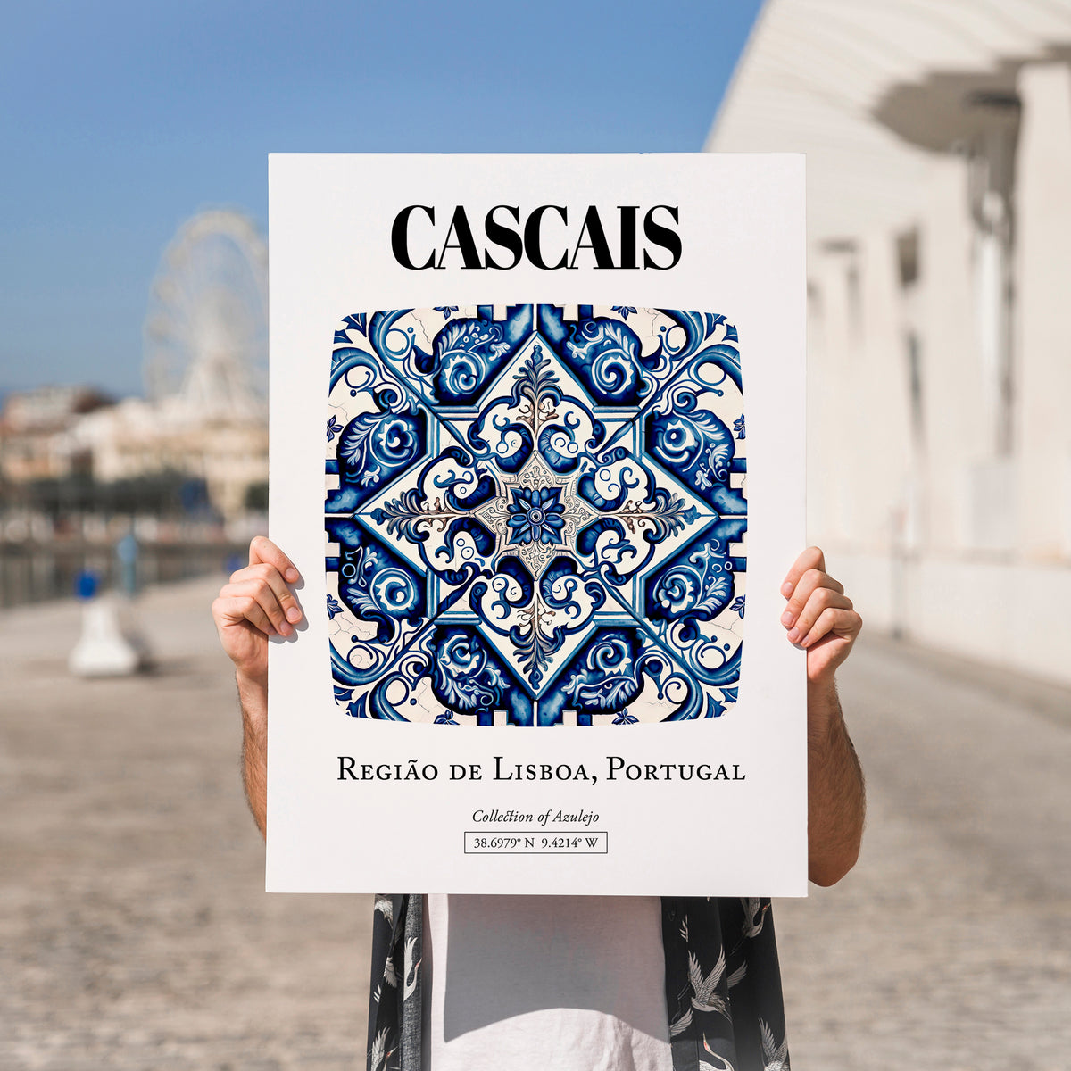 Cascais, Portugal – Travel Wall Decor, no-text version framed in wood