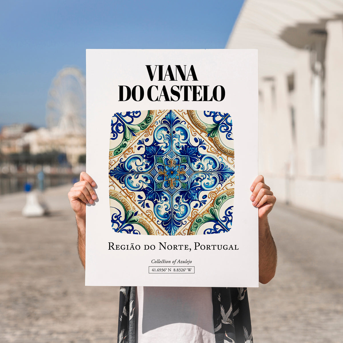 Viana Do Castelo, Portugal – Travel Poster, no-text version framed in wood